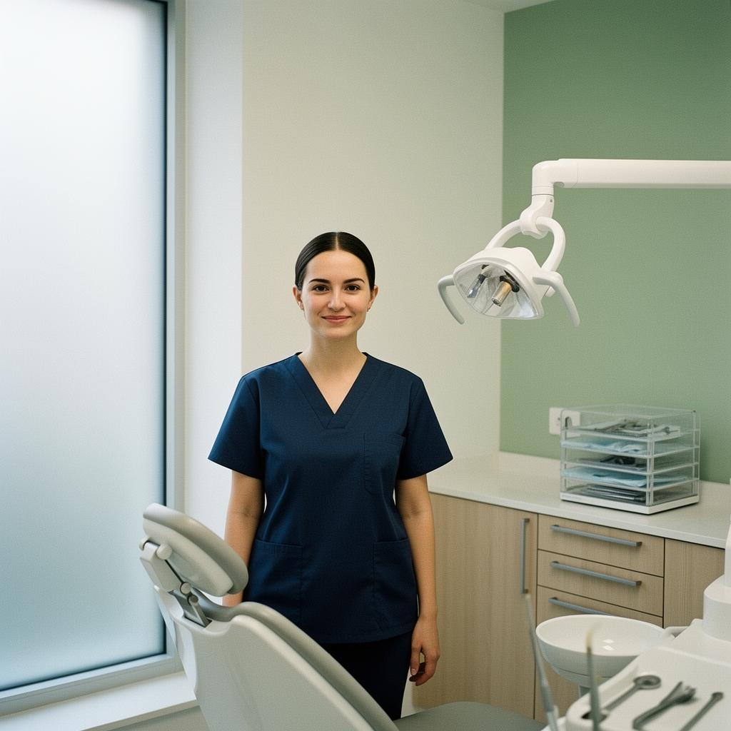 Professionista al lavoro in uno studio dentistico